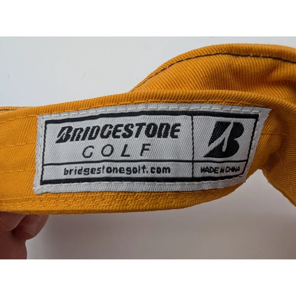 Bridgestone Golf Visor Hat Mustard Yellow Adjustable Strap Embroidered Logo